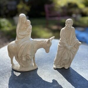 Holland Mold Ceramic Flight Into Egypt - Mary w/ Baby Jesus & Joseph Figurines